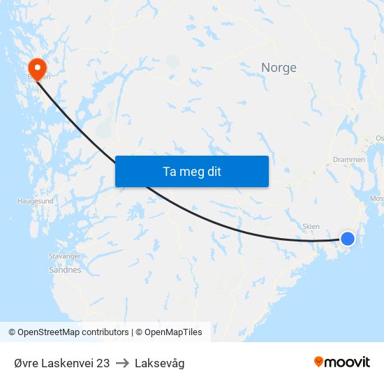 Øvre Laskenvei 23 to Laksevåg map