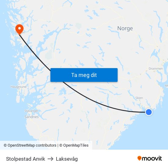 Stolpestad Anvik to Laksevåg map