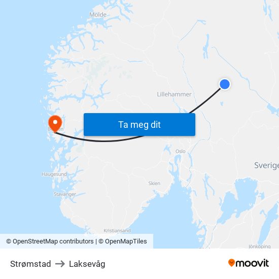 Strømstad to Laksevåg map