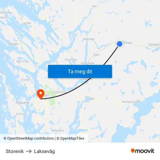 Storevik to Laksevåg map