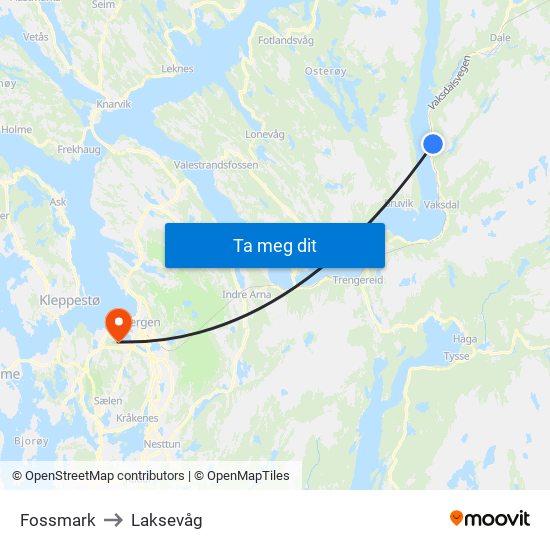 Fossmark to Laksevåg map