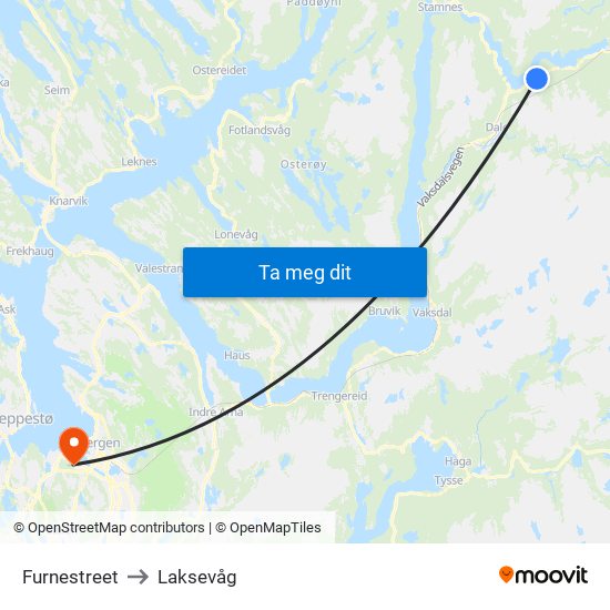 Furnestreet to Laksevåg map