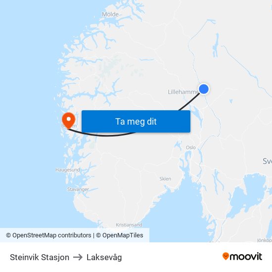 Steinvik Stasjon to Laksevåg map