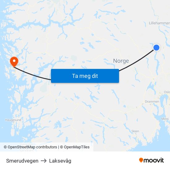 Smerudvegen to Laksevåg map