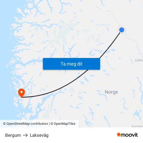 Bergum to Laksevåg map