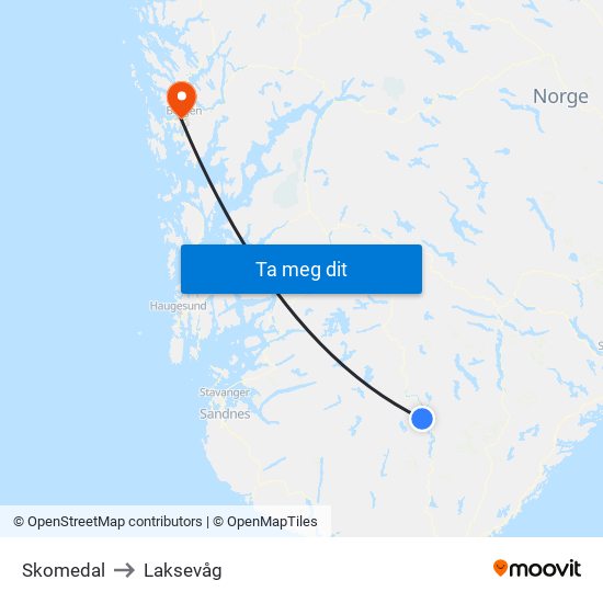 Skomedal to Laksevåg map