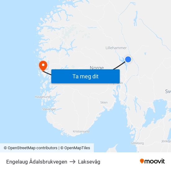 Engelaug Ådalsbrukvegen to Laksevåg map