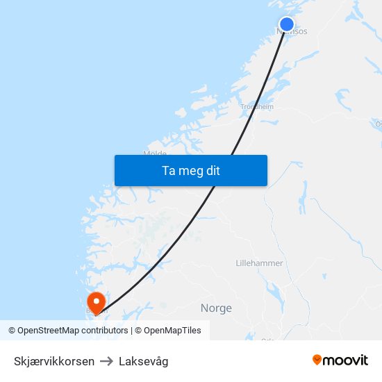 Skjærvikkorsen to Laksevåg map
