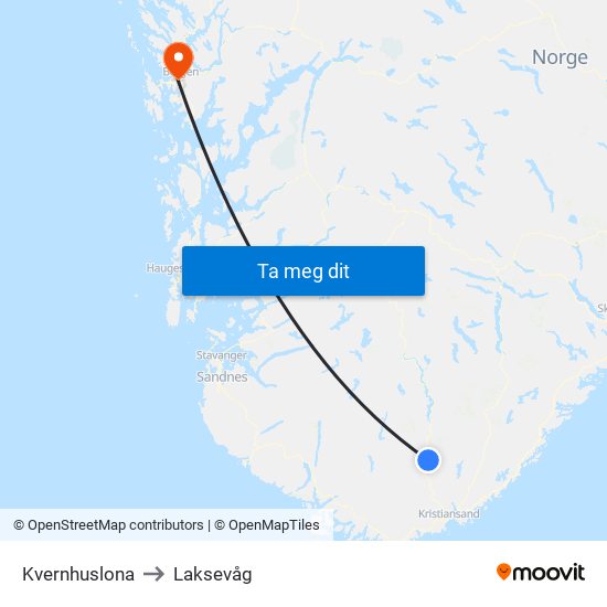 Kvernhuslona to Laksevåg map