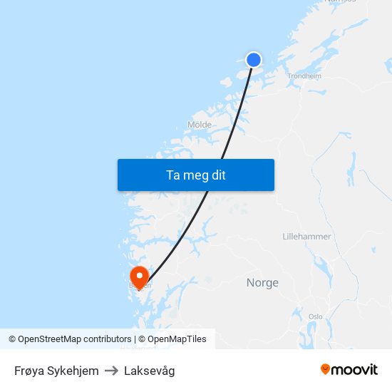 Frøya Sykehjem to Laksevåg map