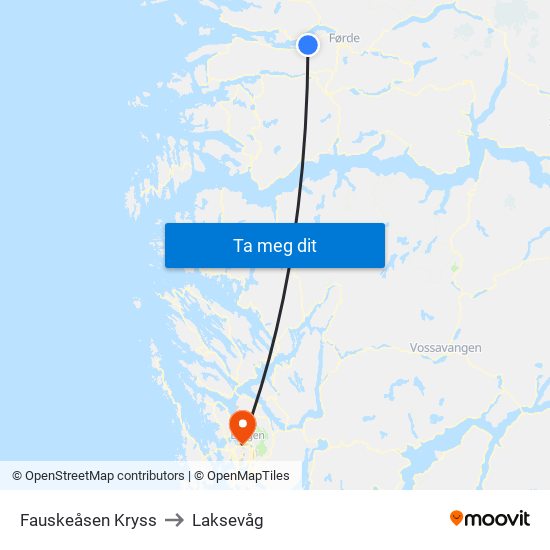 Fauskeåsen Kryss to Laksevåg map
