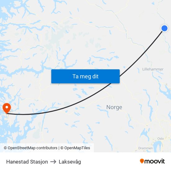 Hanestad Stasjon to Laksevåg map
