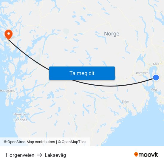 Horgenveien to Laksevåg map