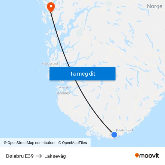 Dølebru E39 to Laksevåg map