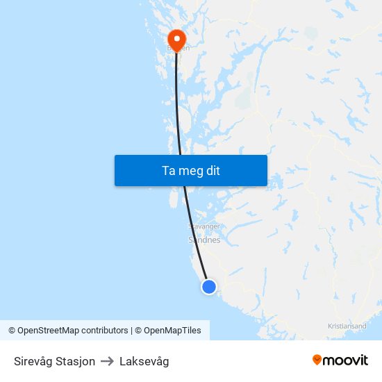 Sirevåg Stasjon to Laksevåg map