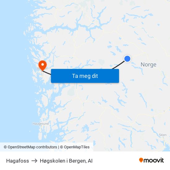 Hagafoss to Høgskolen i Bergen, AI map