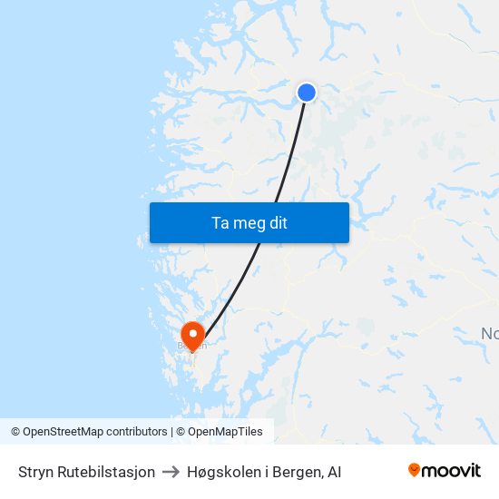 Stryn Rutebilstasjon to Høgskolen i Bergen, AI map