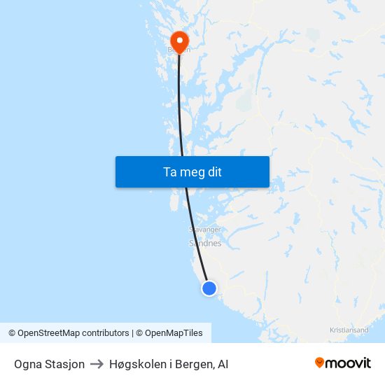 Ogna Stasjon to Høgskolen i Bergen, AI map