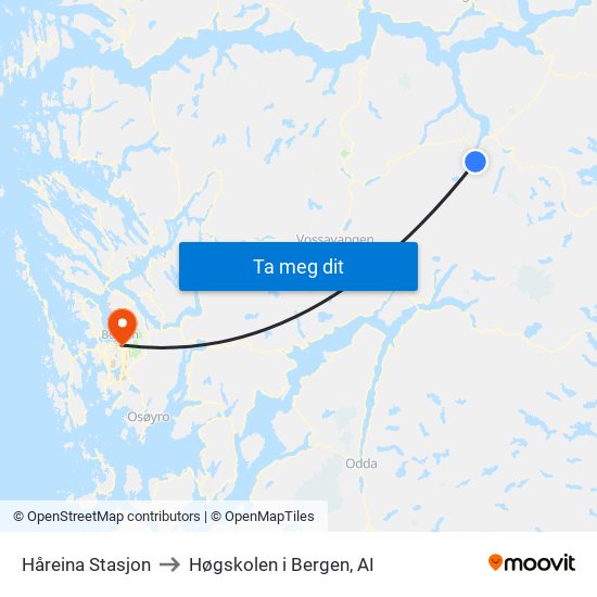 Håreina Stasjon to Høgskolen i Bergen, AI map