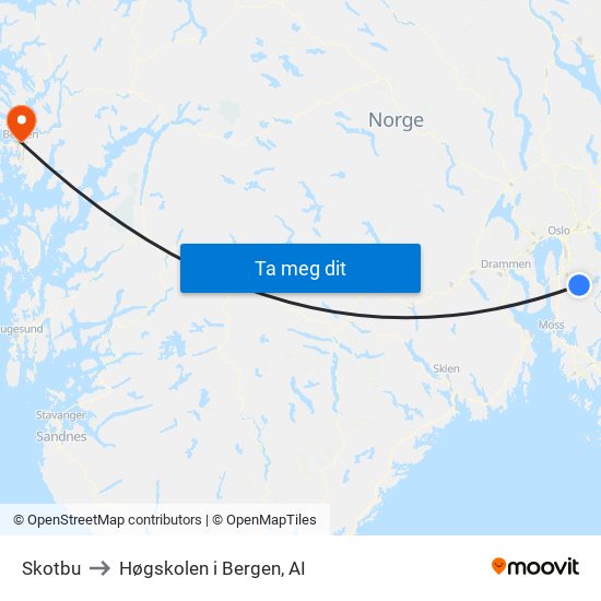 Skotbu to Høgskolen i Bergen, AI map