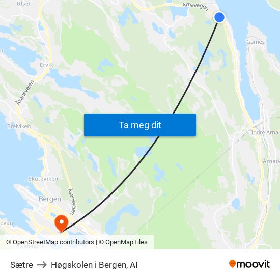 Sætre to Høgskolen i Bergen, AI map