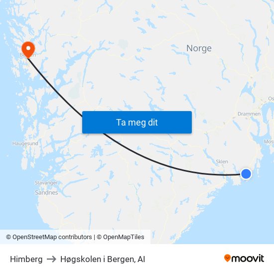 Himberg to Høgskolen i Bergen, AI map
