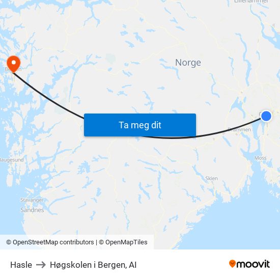 Hasle to Høgskolen i Bergen, AI map
