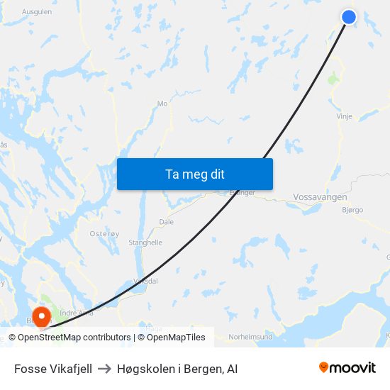 Fosse Vikafjell to Høgskolen i Bergen, AI map