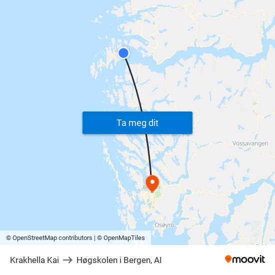 Krakhella Kai to Høgskolen i Bergen, AI map