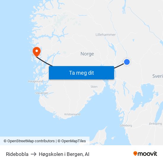 Ridebobla to Høgskolen i Bergen, AI map