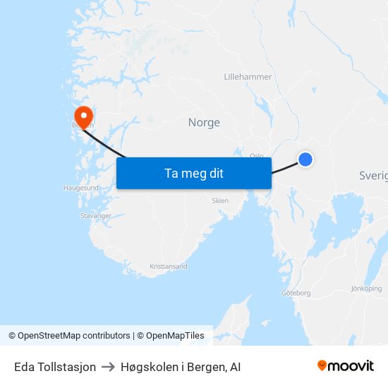 Eda Tollstasjon to Høgskolen i Bergen, AI map