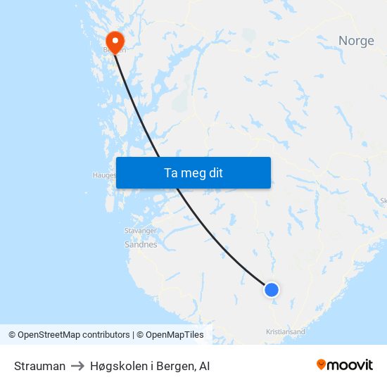 Strauman to Høgskolen i Bergen, AI map