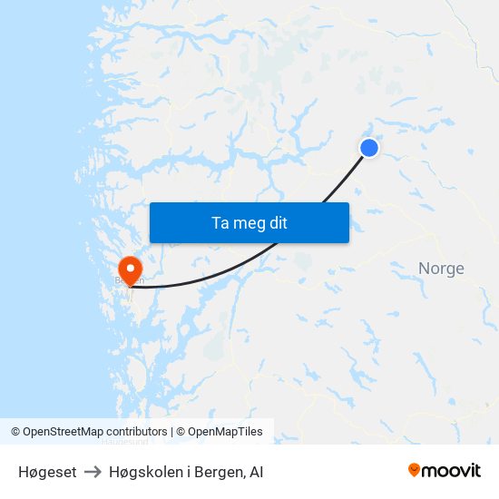 Høgeset to Høgskolen i Bergen, AI map