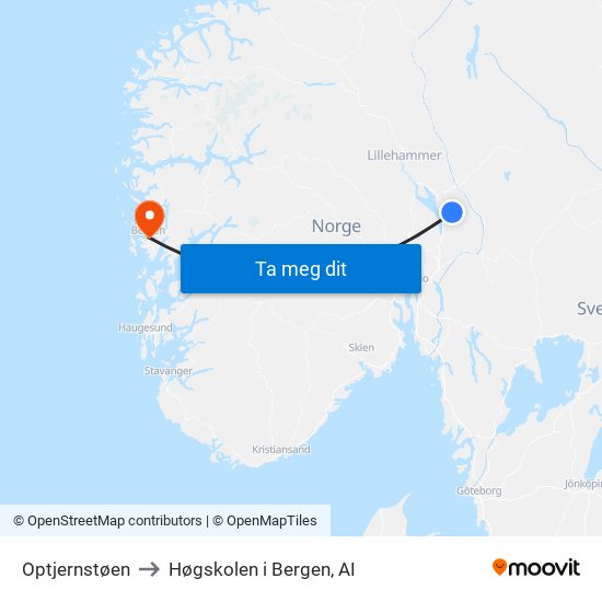 Optjernstøen to Høgskolen i Bergen, AI map