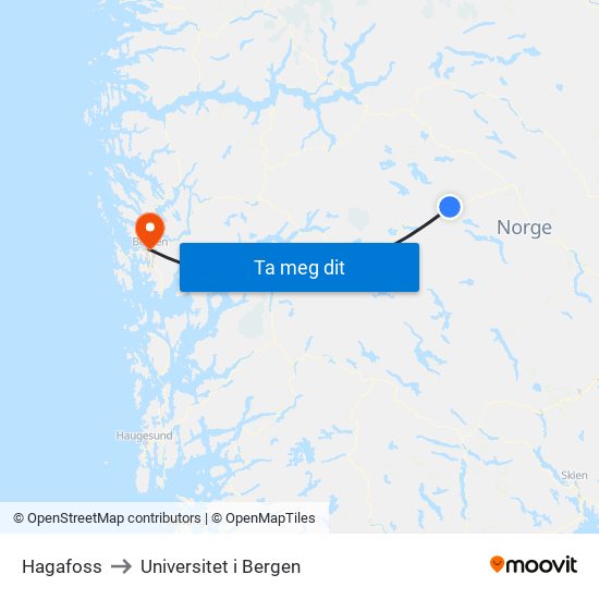Hagafoss to Universitet i Bergen map