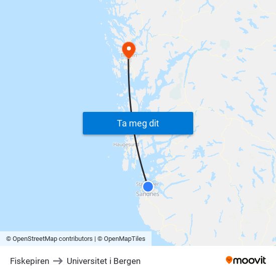 Fiskepiren to Universitet i Bergen map