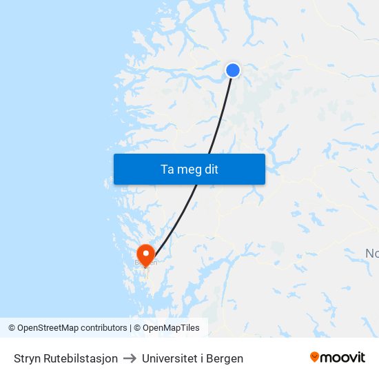 Stryn Rutebilstasjon to Universitet i Bergen map