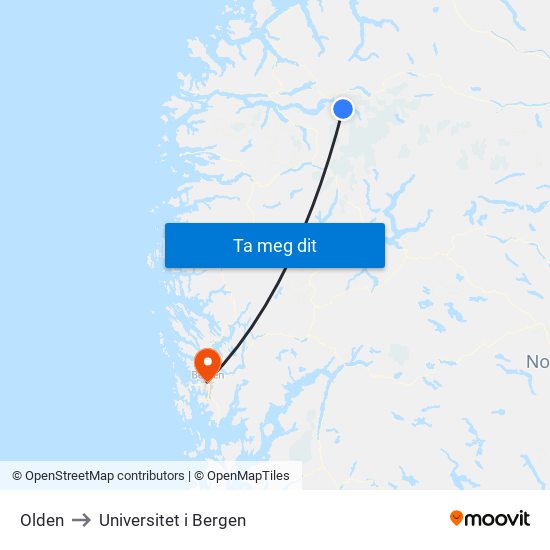 Olden to Universitet i Bergen map