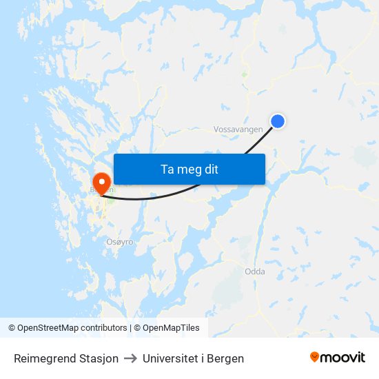Reimegrend Stasjon to Universitet i Bergen map