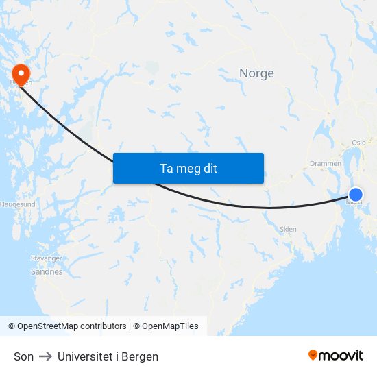 Son to Universitet i Bergen map