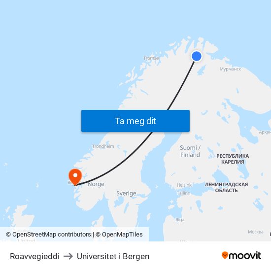 Roavvegieddi to Universitet i Bergen map