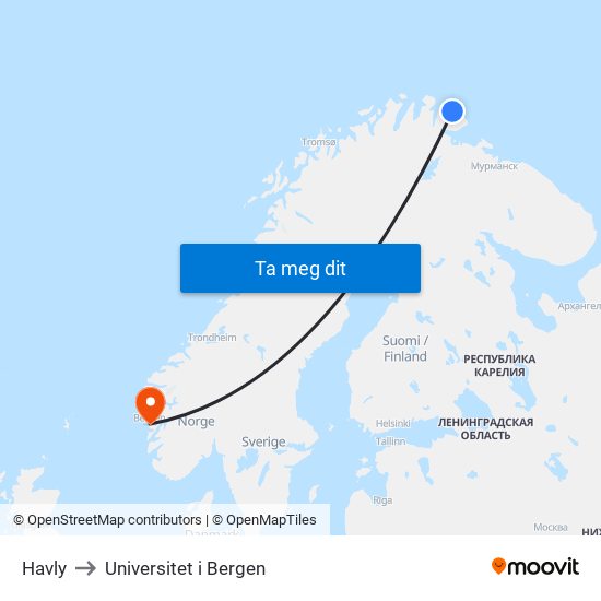 Havly to Universitet i Bergen map