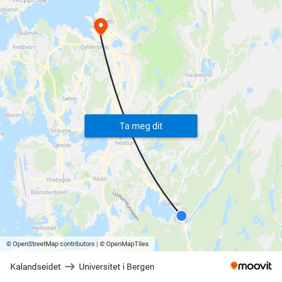 Kalandseidet to Universitet i Bergen map