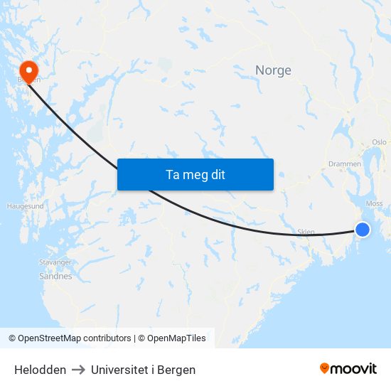 Helodden to Universitet i Bergen map