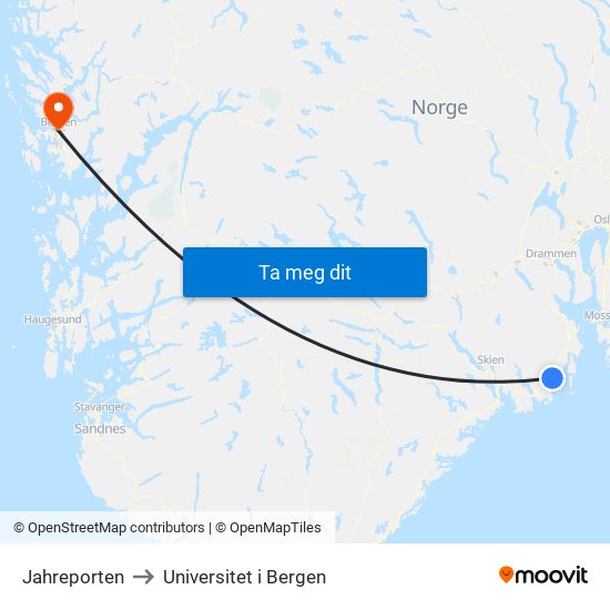Jahreporten to Universitet i Bergen map