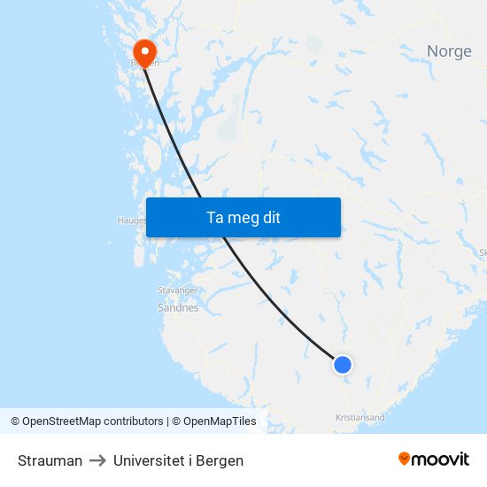 Strauman to Universitet i Bergen map
