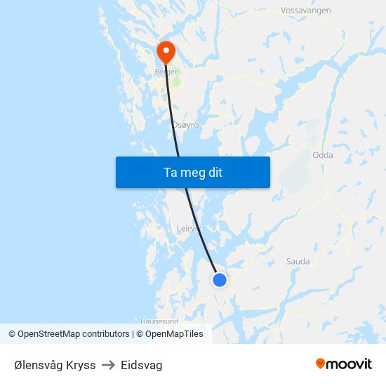 Ølensvåg Kryss to Eidsvag map