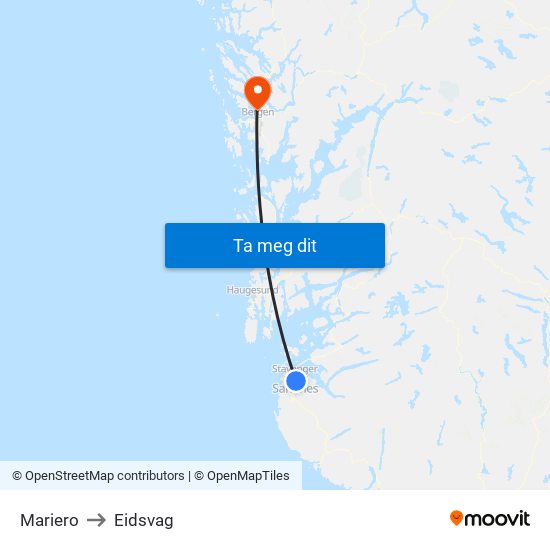 Mariero to Eidsvag map