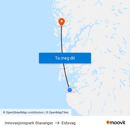 Innovasjonspark Stavanger to Eidsvag map