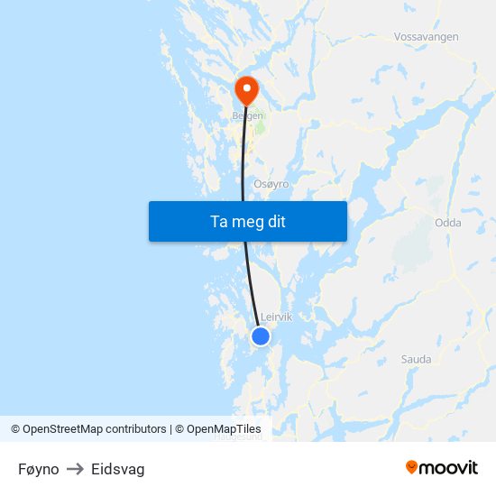 Føyno to Eidsvag map